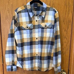 Patagonia lavender and gold Plaid Button Down Shirt